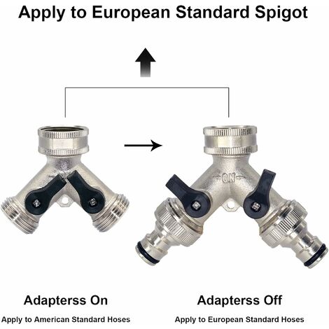 Robinet Double Machine a Laver, Répartiteur Raccord Robinet Tuyau  d'Arrosage en Y 2 Voies pour Tuyaux d'alimentation 3/4, Robinet Exterieur  Jardin Double en Laiton Robuste,Starlight