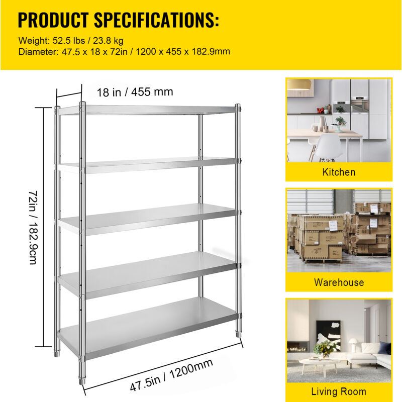 NSF Étagère Métallique à 6 Fils - Étagère De Rangement En