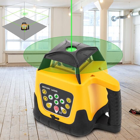 VEVOR Niveau Laser Autonivelant Balayage Rotative a 360° Laser Ligne Verticale Horizontale Module Laser Rotatif Auto-Alignement Precision ±20" Faisceau Vert Distance de Travail 500m Construction Jaune