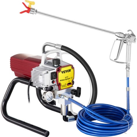 VEVOR Pulverisateur sans Air avec Tuyau Haute Pression, Pistolet de Peinture Murale Plafond 1800 W, 3000 PSI, 1,8 L/min, Pression de Pulverisation Reglable, pour Peinture Interieure Exterieure