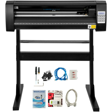 Mophorn Machine de découpe de vinyle  28 pouces Traceur d'alimentation papier 720 mm avec support de sol robuste Noir