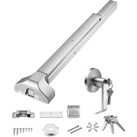 Mophorn – Serrure à barre de poussée en acier inoxydable – Barre anti-panique pour portes en bois et métal – Accès rapide avec 3 clés – Installation simple