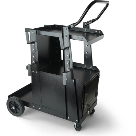 Mophorn Chariot de soudage robuste à 2 niveaux avec armoire verrouillable, capacité de 265 lb, roues pivotantes à 360 °, chaînes de sécurité pour réservoir, pour coupeur TIG, ARC, plasma