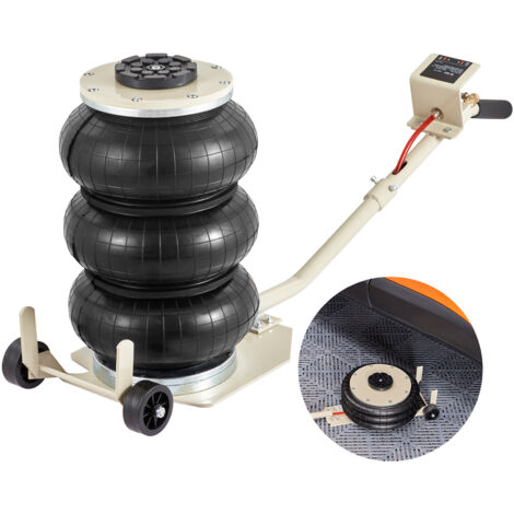 Mophorn – Cric pneumatique triple sac 3 tonnes – Plage de levage 140-450 mm – Pression 0,8-1,0 MPa – Levage rapide en 5 secondes