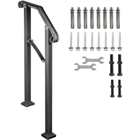 Mophorn – Rampe d'escalier extérieure en fer forgé noir – Pour marches jusqu'à 3 – Hauteur 37 cm – Installation rapide – Modèle Arch#2 - Arch2
