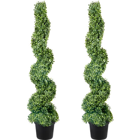 Mophorn Buis artificiels , 1,2 m de haut (2 pièces), fausse plante topiaire d'extérieur, fausse plante verte réaliste avec feuilles remplaçables pour décoration intérieure/extérieure/jardin