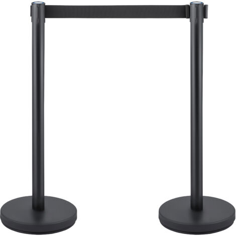 Mophorn Ensemble de poteaux de contrôle des foules , 6 pièces avec ceinture noire rétractable de 6,6 pi/2 m, ensemble de poteaux pour le contrôle des foules avec base en béton et métal durable