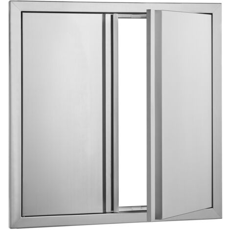 Mophorn   Porte d'accès pour barbecue , porte double encastrée en acier inoxydable 610 x 610 mm, cuisine extérieure et îlot de barbecue, porte murale verticale avec poignées encastrées