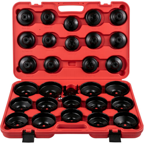 Mophorn Lot de 30 douilles pour filtre à huile, kit de clés en acier robuste, conception à profil bas de 3/8", outil d'accès facile, clé pour bouchon de filtre à huile
