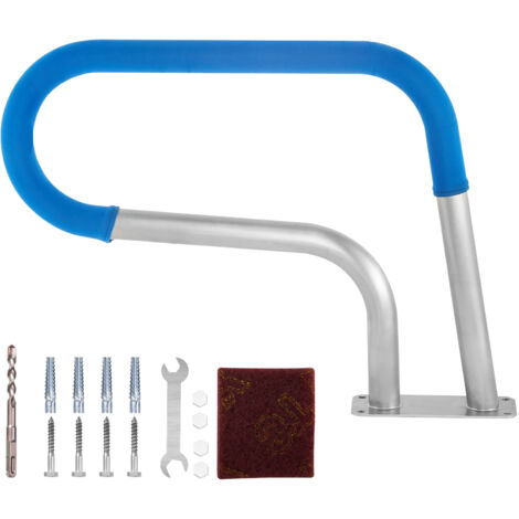 Mophorn Rampe de piscine 30 x 22 po en acier inoxydable Capacité de 250 lb Rampe de piscine antirouille argentée avec couvercle à poignée bleue, foret M8 et vis