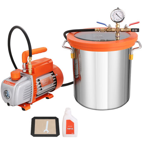 Mophorn Kit de chambre à vide de 5 gallons et de pompe à un étage de 3,5 pi3/min, couvercle en verre, pour le dégazage