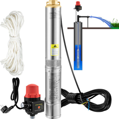 Mophorn – Pompe submersible 550W 230V – Débit 50L/min – Hauteur de refoulement 89m – Acier inoxydable IP68 pour applications agricoles et urbaines