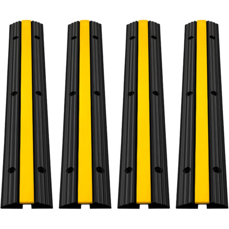 Mophorn 4 Pack 1-Channel Rubber Cable Protector Ramps Heavy Duty 18000Lbs Load Capacity Cable Wire Cord Cover Ramp Speed Bump Driveway Hose Cable Ramp Protective Cover