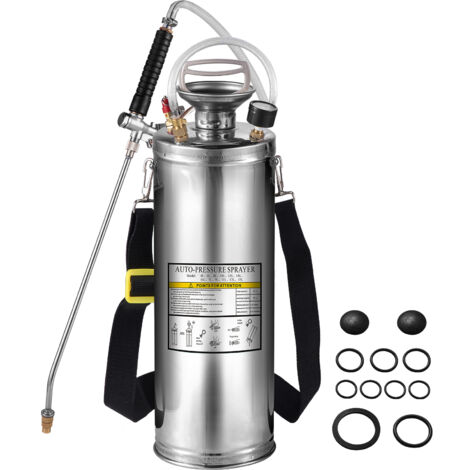 Mophorn – Pulvérisateur à pompe manuelle 10 L – Acier inoxydable – Pression 1,5 à 4,0 bars – Longueur de lance 51 cm – Pour nettoyage et désinfection