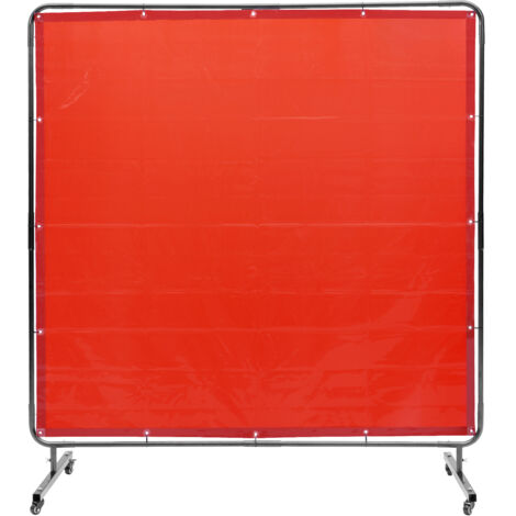 Mophorn Écran de soudage  6' x 6' avec cadre, protection en vinyle ignifuge sur 4 roues pivotantes (2 verrouillables), mobile pour atelier professionnel/utilisation industrielle, rouge