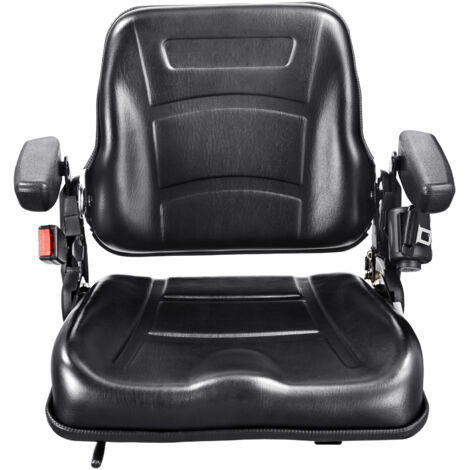 Mophorn – Siège de chariot élévateur universel avec dossier réglable – Cuir synthétique PVC – Accoudoirs et ceinture de sécurité – Dimensions 595x520x455mm