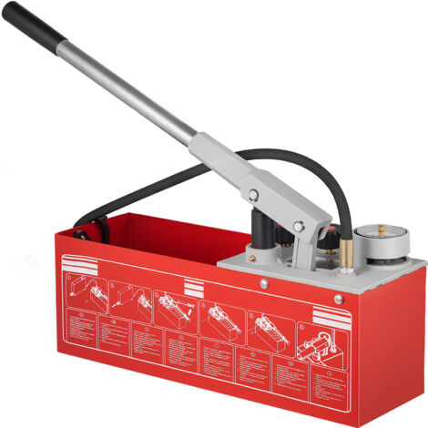 Mophorn  Pompe d'essai de pression hydrostatique , 25 bars/2,5 MPa, réservoir de 3,2 gallons, testeur de pression d'eau manuel avec manomètre à deux unités et connexion R 1/2"