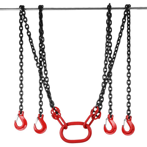 Mophorn Élingue à chaîne 5/16" x 10 pi, palan à moteur G80 avec crochets, capacité de 11 000 lb, crochets de préhension à 4 pattes pour levage de moteur (1/5)