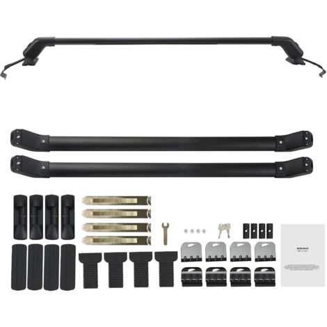 Mophorn Barres transversales de toit universelles , barres transversales réglables en aluminium, capacité de 155 lb, s'adapte aux toits nus, avec serrures, pour VUS, berlines, fourgonnettes