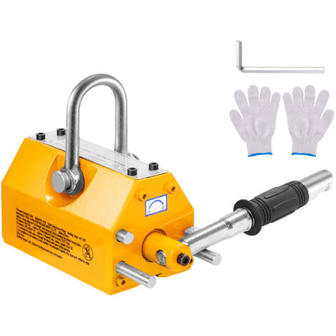 Leveur magnétique Mophorn - Capacité de 1 320 lb, facteur de sécurité de 2,5, néodyme et acier, aimant de levage permanent avec libération, robuste pour palan, grue, bloc, planche
