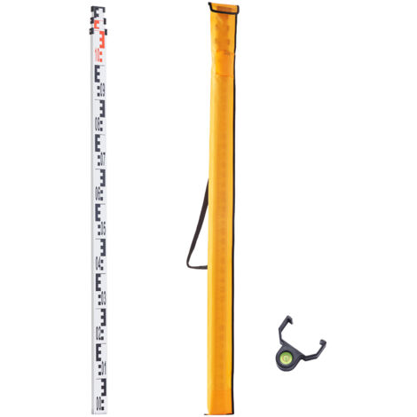 Mophorn Tige de mesure télescopique en aluminium 3M, tige de mesure double face CM/MM, niveau à bulle et sac de transport pour les mesures de la maison, des murs et du sol