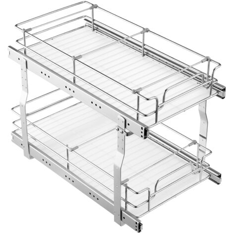Mophorn Organiseur de placard coulissant 30,5 cm de large x 53,3 cm de profondeur, étagères de garde-manger coulissantes robustes. Tiroirs coulissants en acier chromé pour le rangement à domicile