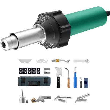 Mophorn – Pistolet à air chaud 1600W – Température réglable 50-600°C – Soudage PVC et thermoplastiques – Trousse avec 14 accessoires