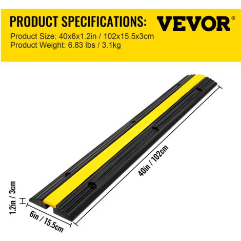 Rampe De Protection Pour Câbles - 2 Mètres - PVC Souple - 3 Canaux - Antidérapante Pour Garage Ou Bureau