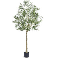 Mophorn – Plante verte artificielle olivier 1,8 m – Matériau PE sécurisé – Faux arbre réaliste en pot pour maison et bureau – 1224 feuilles