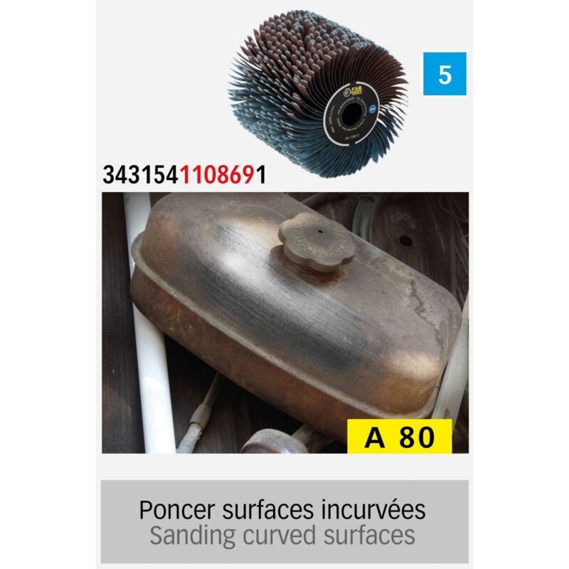 Brosse à Lamelles Abrasives Fartools Ø80 Mm L100 Mm - Idéale Pour Ponçage Bois Et Métal