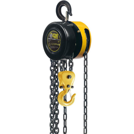 Fartools – Palan à chaîne 2T – Hauteur 2,5m – Acier allié trempé – Crochets mousqueton orientables avec linguet de sécurité – Frein de charge mécanique - MAXI 2 T (1/2)