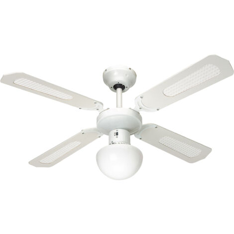 Ventilateur de plafond BALI 50W Ø107cm – 4 pales MDF certifiées FSC – 3 vitesses réglables – Éclairage globe 60W E27 – Farelek