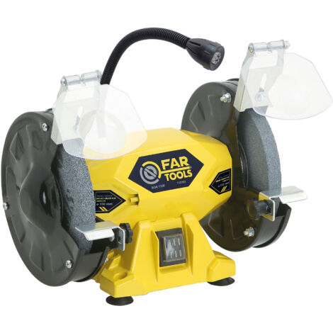 Fartools – Touret à meuler 150W – Meule Ø150mm A36/A60 – Vitesse 2950 tr/min – Lampe LED intégrée – Protection avec écrans polycarbonate