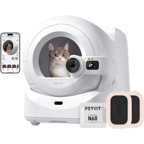 Petkit – Litière automatique pour chat avec caméra IA – Bac autonettoyant 70L – Nettoyage automatique et emballage des déchets – Connectée via APP