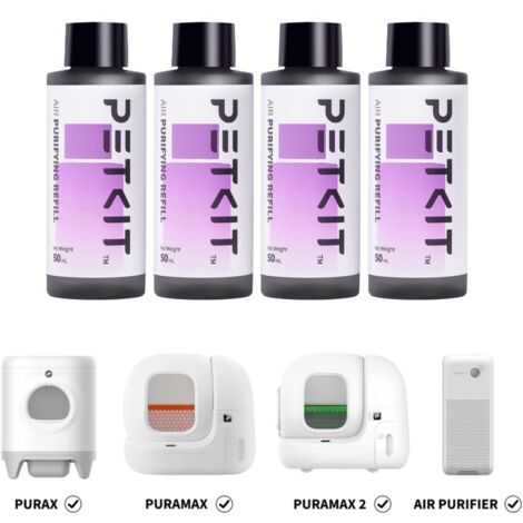 Petkit – Recharge désodorisante 4 flacons 50 mL – Formule végétale pour neutraliser les odeurs – Compatible Pura et Pura X