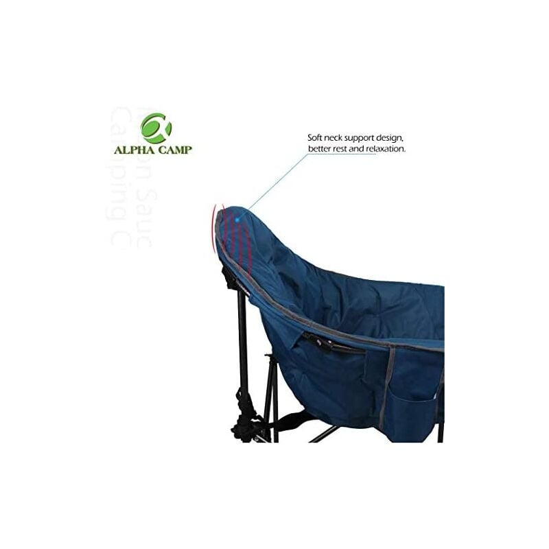 ALPHA CAMP Oversized Camping Chair Folding Portable Chair Deep Blue