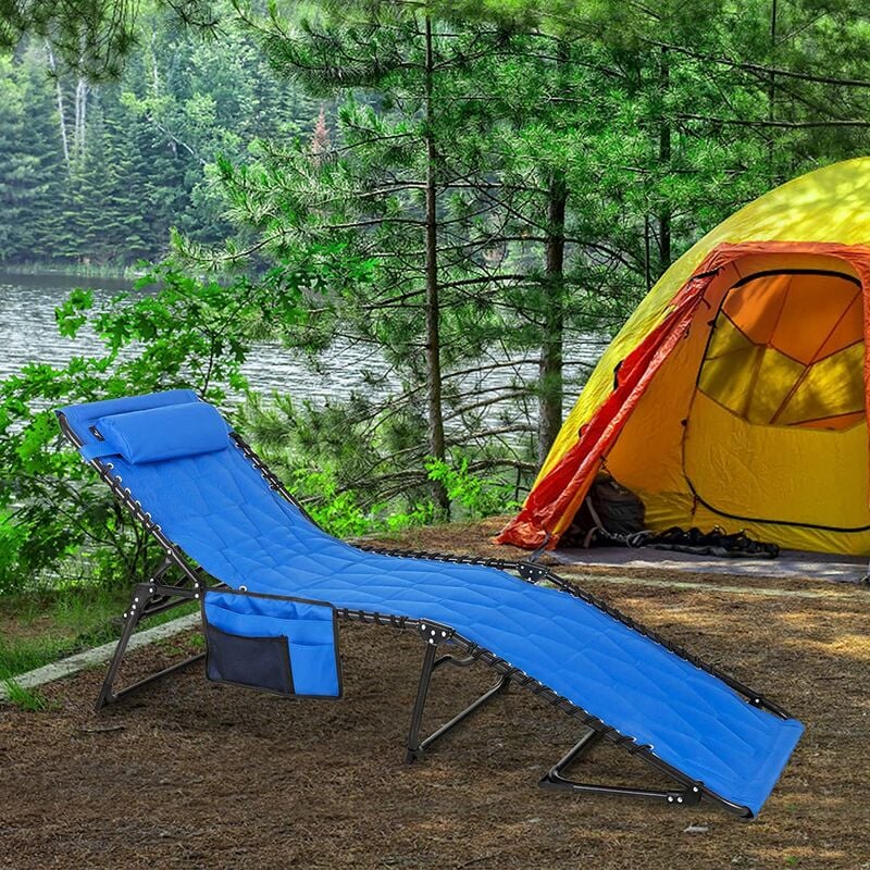 Outdoor folding lounger stool, portable backrest fishing chair camping  folding chair accompanied by bed chair napping bed chair beach chair