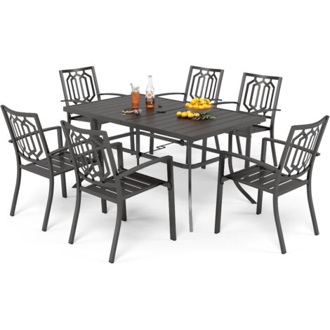 PHIVILLA Garden Table and Chairs Set of 6 Patio Table Chairs Metal Outdoor Bistro Garden Furniture Sets Weather-resistant