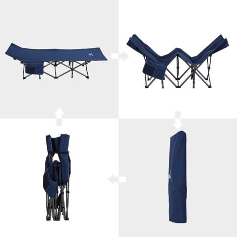 ALPHA CAMP Camping Folding Bed, Heavy Duty Sturdy Camp Beds for Adults, Oversized Sleeping Cot Supports 280kg Folding Steel Frame Portable with Carry Bag, Navy