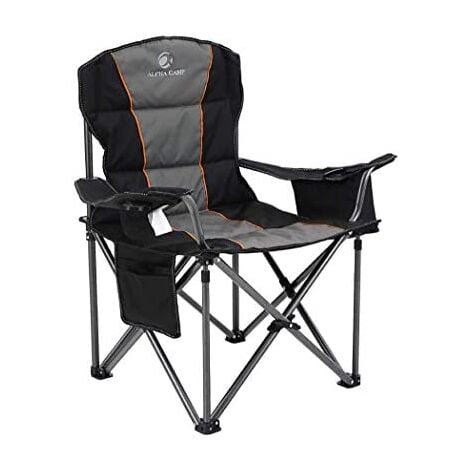 ALPHA CAMP Padded Camping Chair Folding Portable Chair Grey+Black