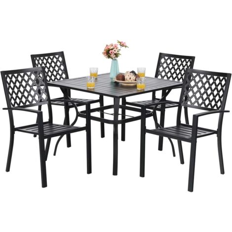 PHIVILLA Garden Table and Chairs Set of 6 Patio Table Chairs Metal Outdoor Bistro Garden Furniture Sets Weather-resistant