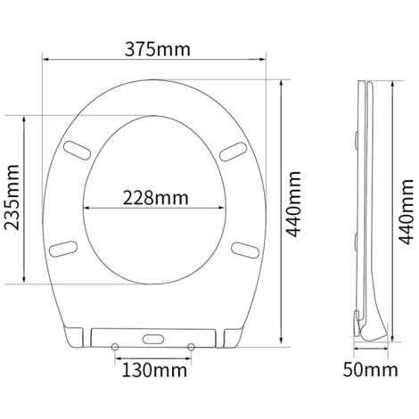 Abattant WC Lunette de Toilette avec Frein de Chute 43 5x37x5cm Abaissement en Douceur Sans Bruit