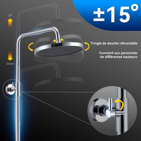 Colonne de Douche Thermostatique OHPA - Ensemble thermostatique,Anti-Brûlure,Colonne de Douche Réglable En Hauteur,Chromé,Système de douche,douche de tête rond