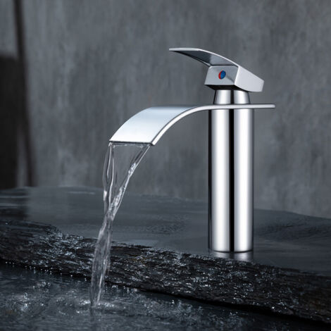 Ubeegol – Mitigeur lavabo cascade inox – Finition chromée – Installation monotrou – Débit 8-10 L/min – Hauteur 175 mm – Pour salle de bain (1/5)