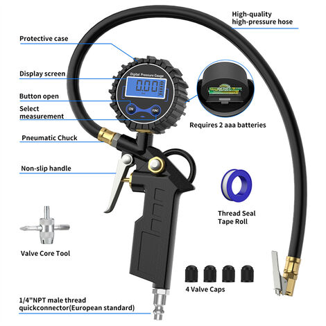 Manomètre numérique de poche pour pression de pneu