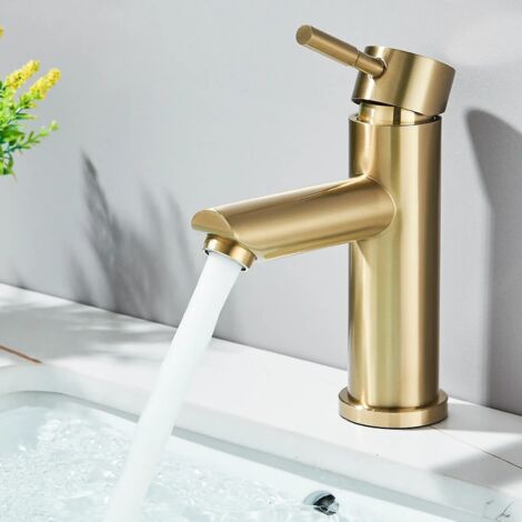 Zamery – Mitigeur de lavabo en acier inoxydable 304 – Finition brossée – Levier unique pour eau froide – Économie d'eau 30% – Installation facile (1/5)