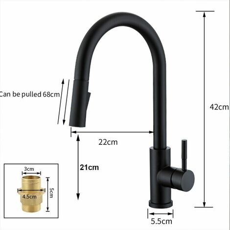 Robinet de Cuisine Extractible avec Capteur Tactile Acier Inoxydable