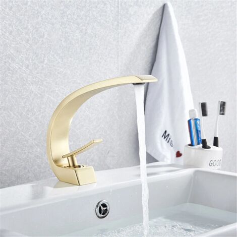 Robinet De Lavabo Monotrou Cascade, Mitigeur Salle De Bain En Laiton