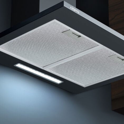 CIARRA Hotte Aspirante A++ 60cm 370m3/h 2pcs Filtre Actif Recyclage Ou Evacuation 3 Vitesses Eclairage Noir 201BK60