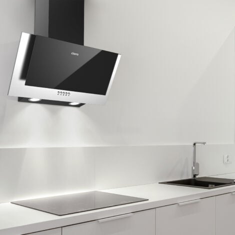 CIARRA Hotte Inclinee 60cm Classe A++ avec 2pcs Filtre Actif 370m3/h 3 Vitesses Recyclage Ou Evacuation 736CBK60 - Noir
